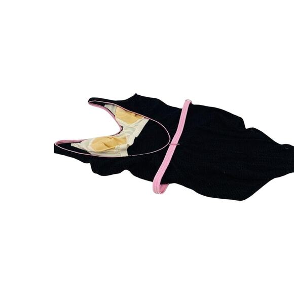 Vintage Jantzen One Piece Swimsuit Solid Black Pink Belted Sz 12 70’s 80’s - Picture 11 of 11